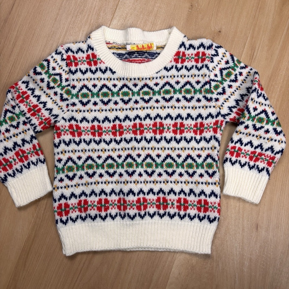 VTG Little Bug By Infanta Boys Sweater 18 Month Grandpa Knit Colorful Union Made